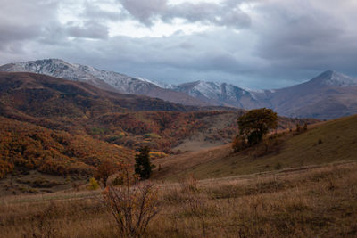 Scenic view of mountains against sky