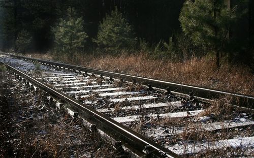 Railroad tracks on railroad track