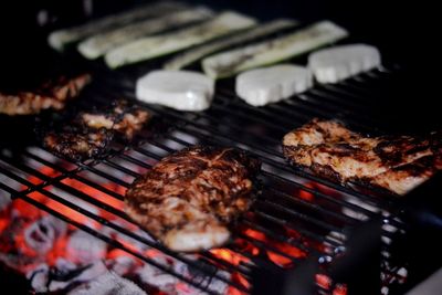 Meat on barbecue grill