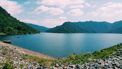 Scenic view of lake against sky