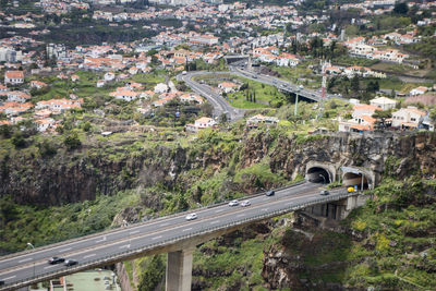 High angle view of bridge in city