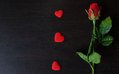 Directly above shot of red roses on table