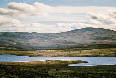 Scenic view of lake against sky