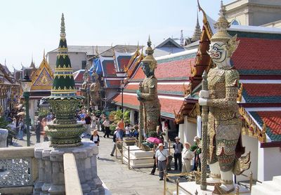 Group of people in temple against building