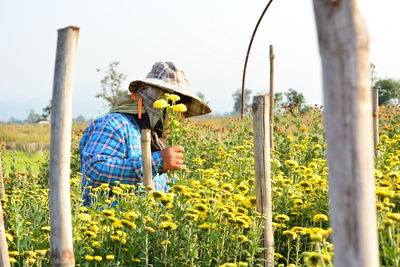 Man working on field