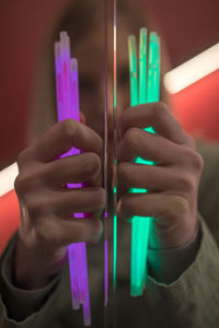 Woman holding colorful equipment