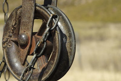 Close-up of metal wheel