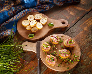 High angle view of food on table