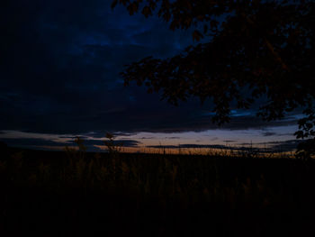 Scenic view of silhouette trees against sky at sunset