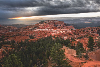 Scenic view of mountain against cloudy sky