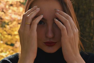 Close-up portrait of woman hands