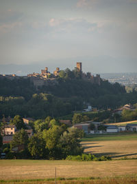 High angle view of townscape against sky