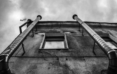 Low angle view of old building against sky