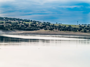 Scenic view of lake against sky