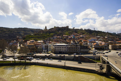 Tbilisi city view and cityscape, capital of georgia, old famous architecture and building