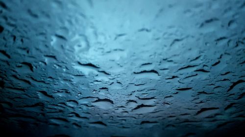 Full frame shot of raindrops on window