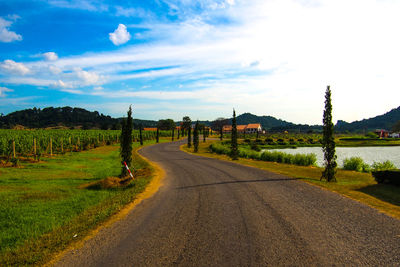 Empty road passing through field