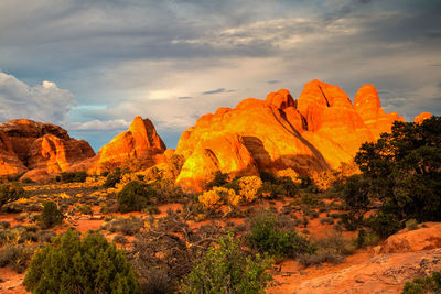 Scenic view of rock formations against sky