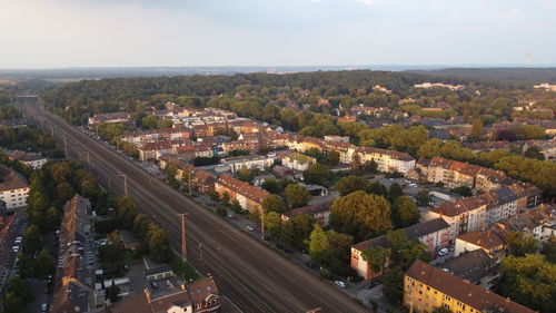 High angle view of townscape against sky