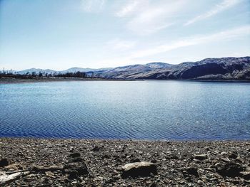 Scenic view of lake against sky