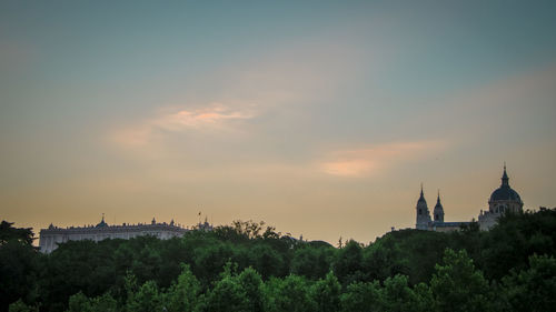 Silhouette of church at sunset