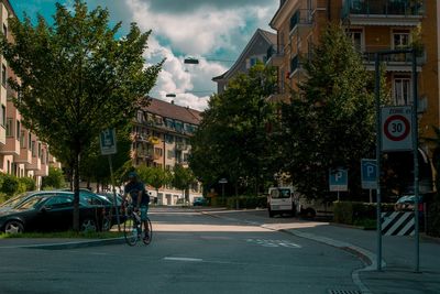 Road with buildings in background