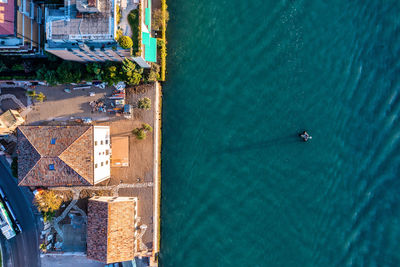 Aerial view of the lido de venezia island in venice, italy.
