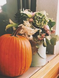 Close-up of pumpkin on table