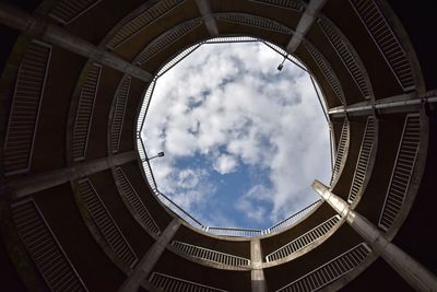 Low angle view of skylight in building