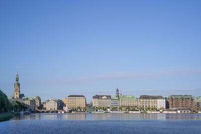 Hamburg alster river with town hall