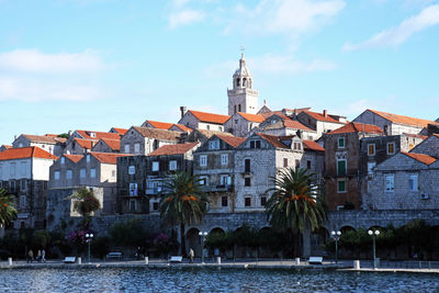 Low angle view of residential buildings against sky