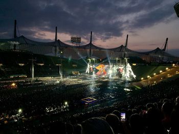 High angle view of crowd at night