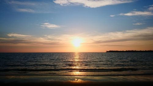 Scenic view of sunset over sea