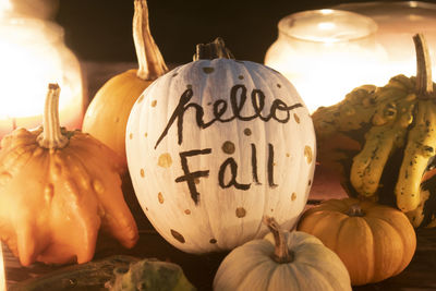 Close-up of pumpkin and pumpkins