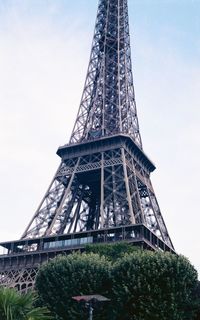 Low angle view of eiffel tower against sky