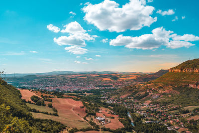 High angle view of townscape against sky