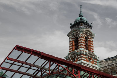 Low angle view of immigration museum at ellis island