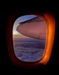 View of sea through airplane window