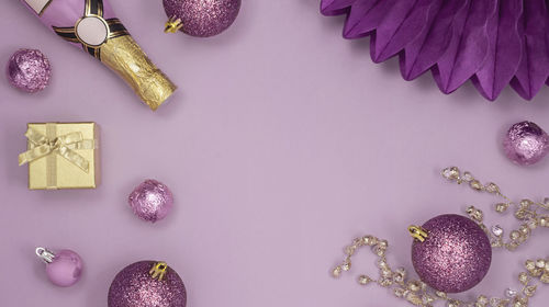 High angle view of christmas decoration on table