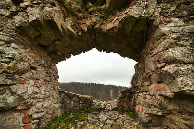 View of old stone wall against sky