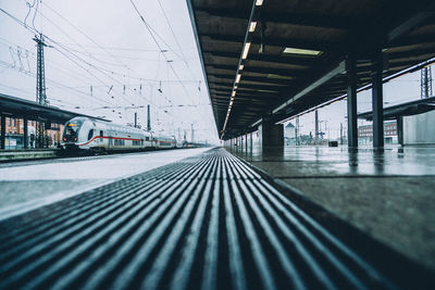 Empty railroad station platform