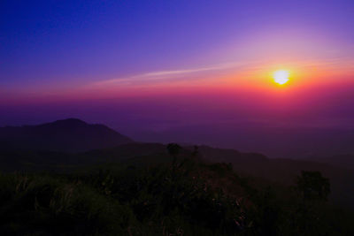 Scenic view of landscape against sky during sunset