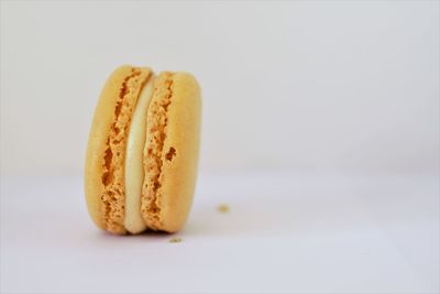 Close-up of cookies against white background