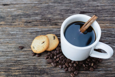 Close-up of coffee cup on table