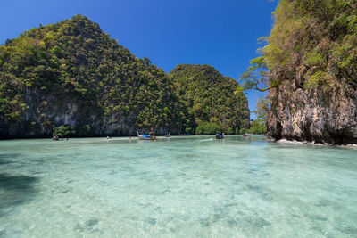 Scenic view of sea against clear sky