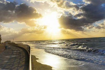 Scenic view of sea at sunset