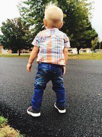 Boy playing in park