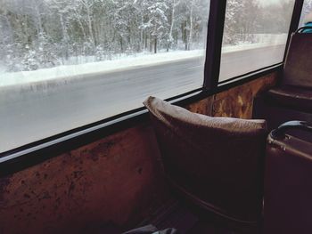 Close-up of car window in winter