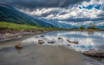 Scenic view of lake against sky