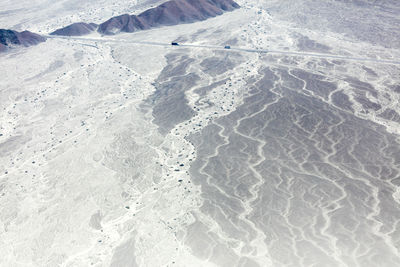 High angle view of snowcapped mountain